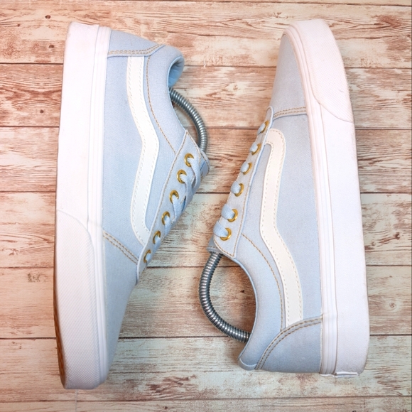Vans Ward Lo Powder Blue EUC Low Top Women's Size 9.5 Gold Trainer Sneakers - Picture 7 of 14